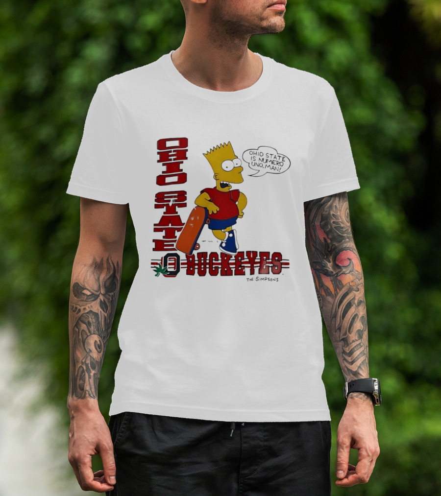Ohio State Buckeyes Bart Simpson Numero Uno Man Skateboard T-Shirt