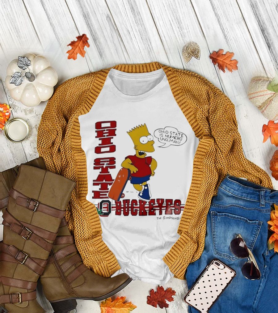Ohio State Buckeyes Bart Simpson Numero Uno Man Skateboard T-Shirt
