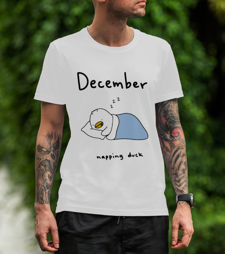 December Cozy Napping Duck Winter Month T-Shirt