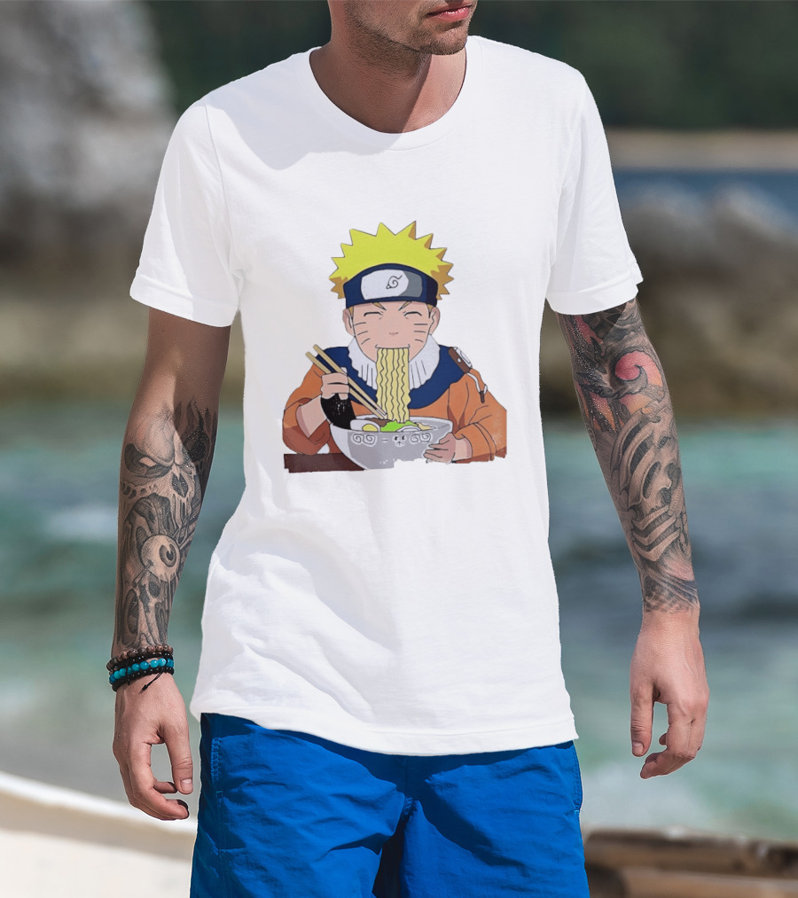 Naruto Uzumaki Ramen Eating Scene Anime Manga Character Popular T-Shirt