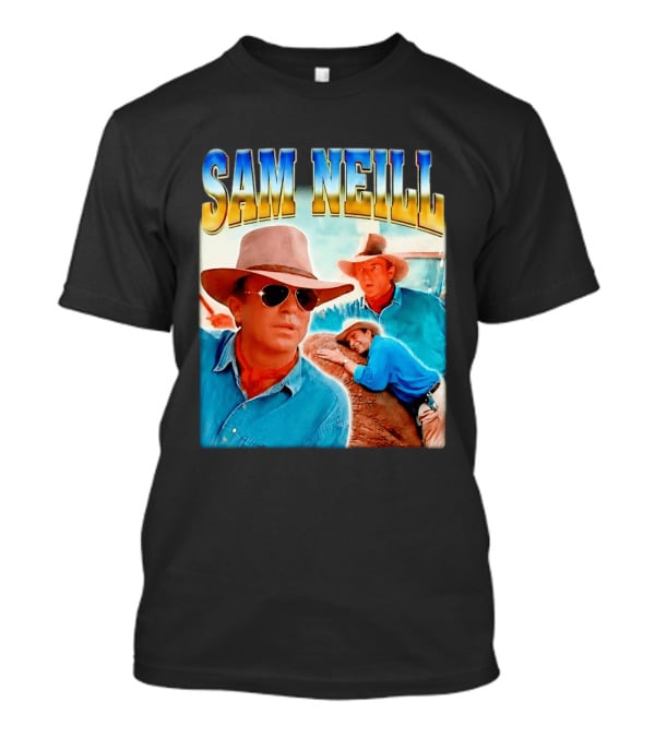 Sam Neill Vintage Style Cowboy Collage T-Shirt