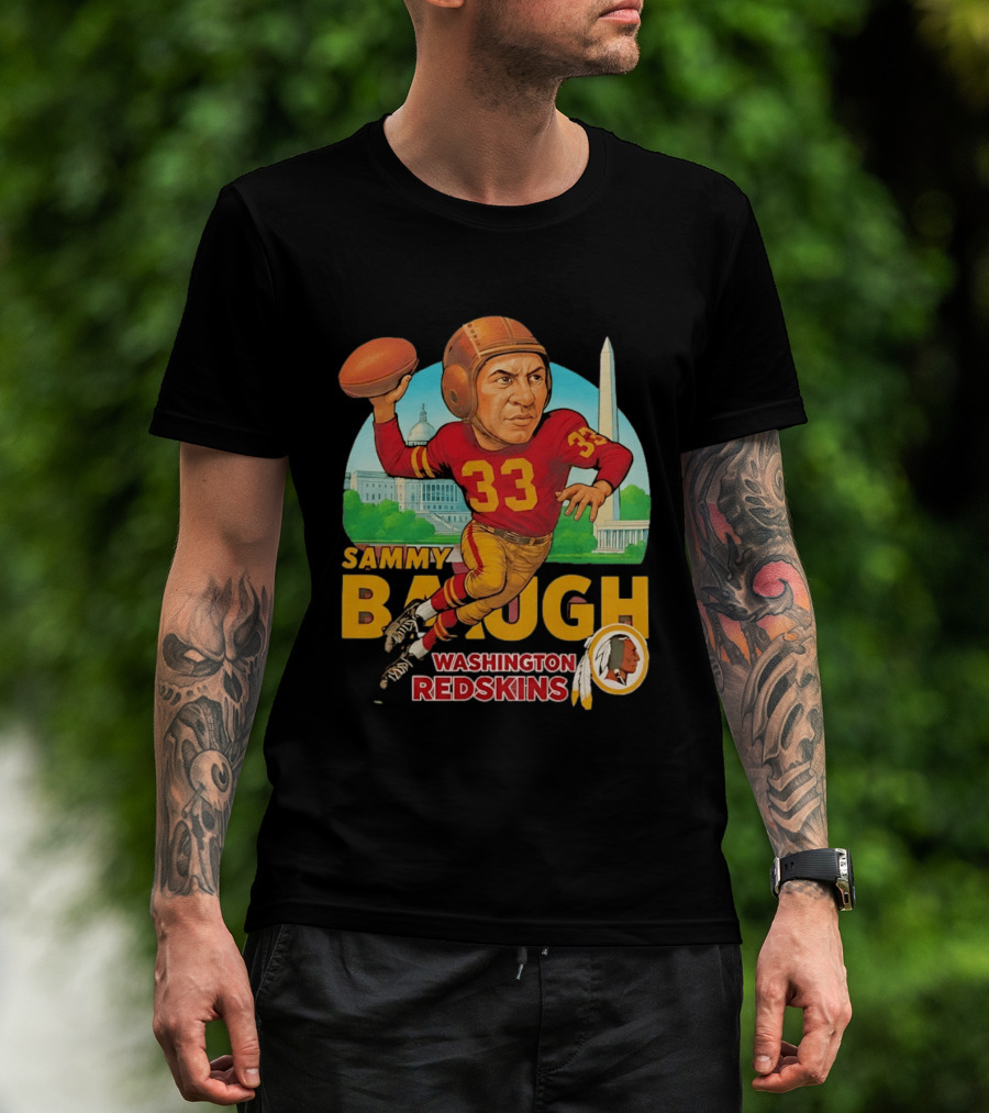 Sammy Baugh Washington Redskins Caricature Number 33 Football Legend T-Shirt
