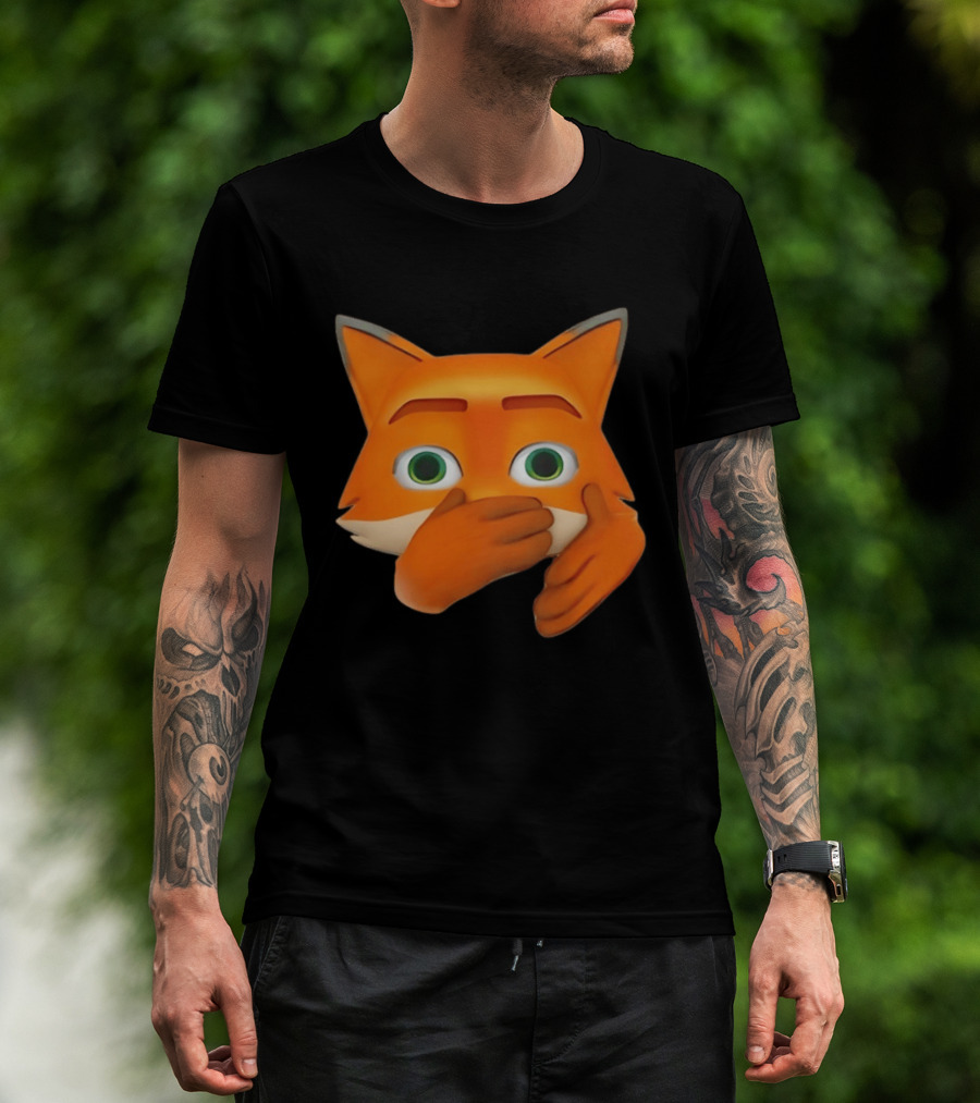 Scuba Fox Emoji Animal Covering Mouth Diving T-Shirt