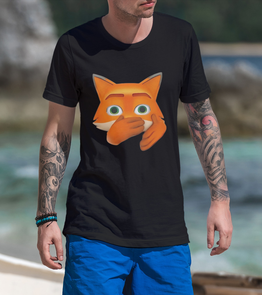 Scuba Fox Emoji Animal Covering Mouth Diving T-Shirt