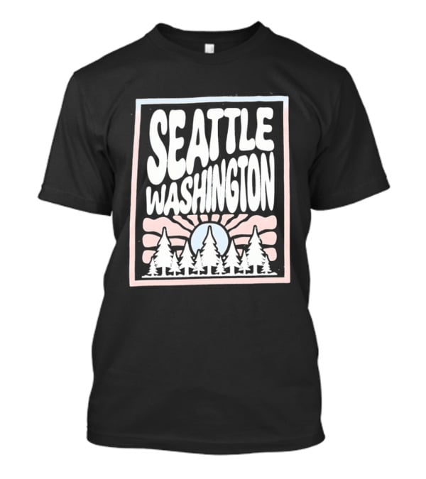 Seattle Washington Sunburst Pine Trees T-Shirt