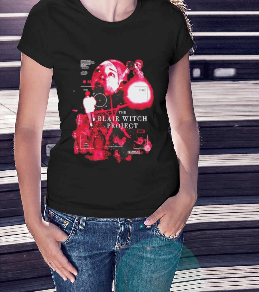 The Blair Witch Project Horror Movie Found Footage Red Overlay Face Montage T-Shirt