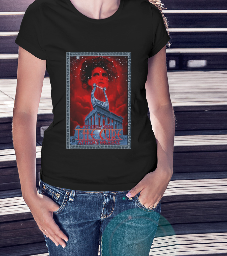 The Cure Athens Greece July 15 2026 Concert Parthenon Lyre Stars T-Shirt