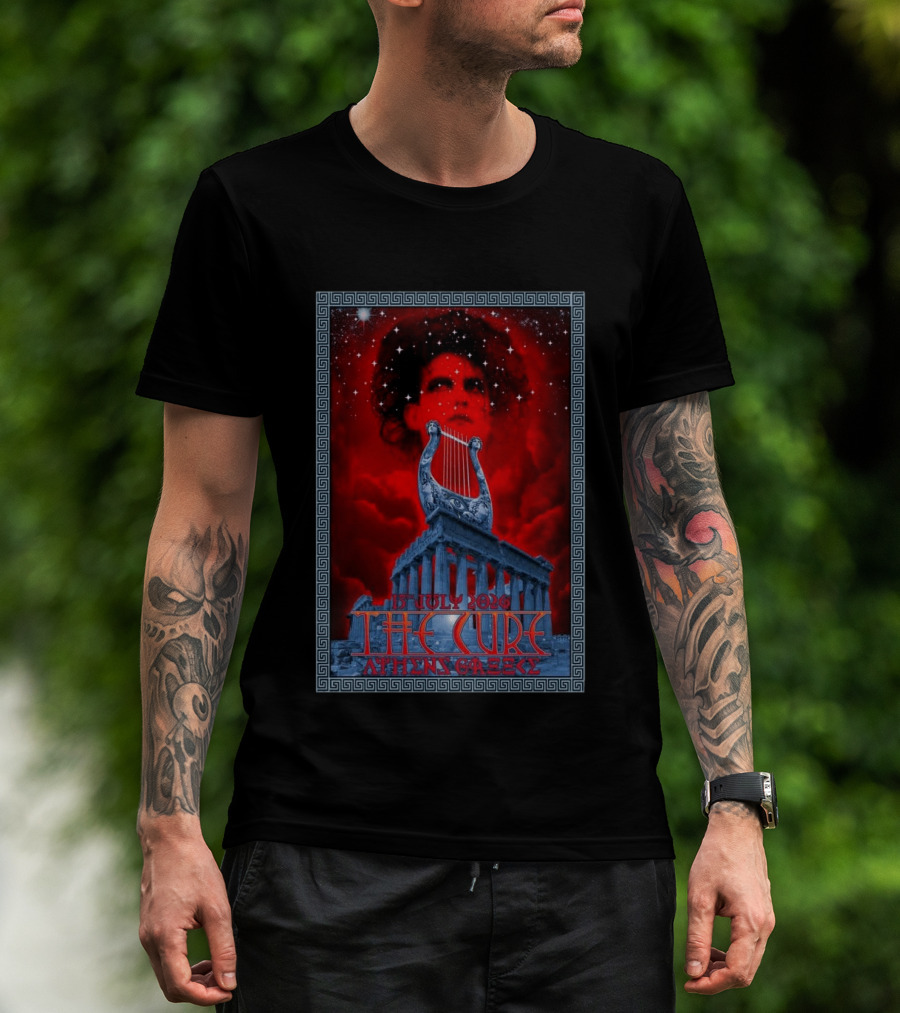 The Cure Athens Greece July 15 2026 Concert Parthenon Lyre Stars T-Shirt