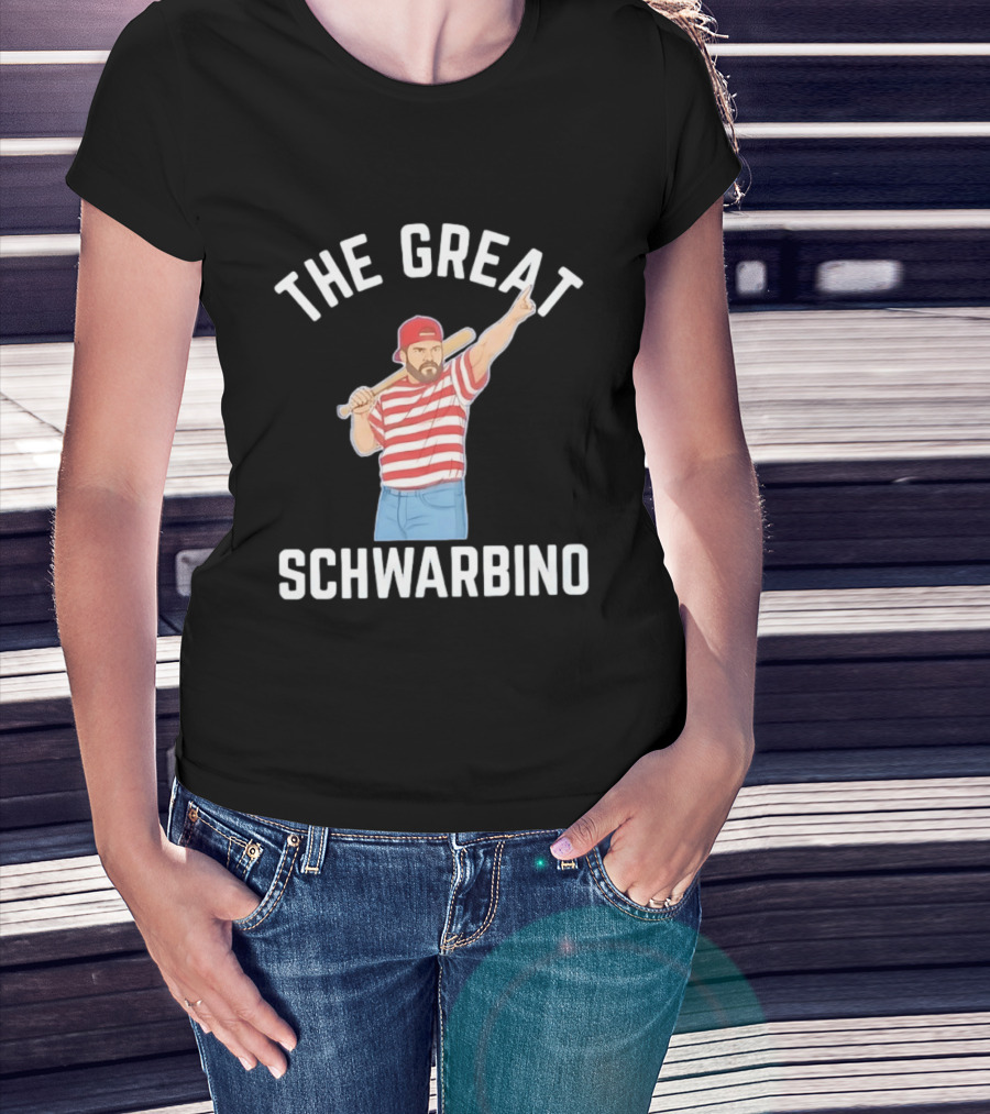 The Great Schwarbino Kyle Schwarber Philadelphia Phillies Striped Baseball T-Shirt