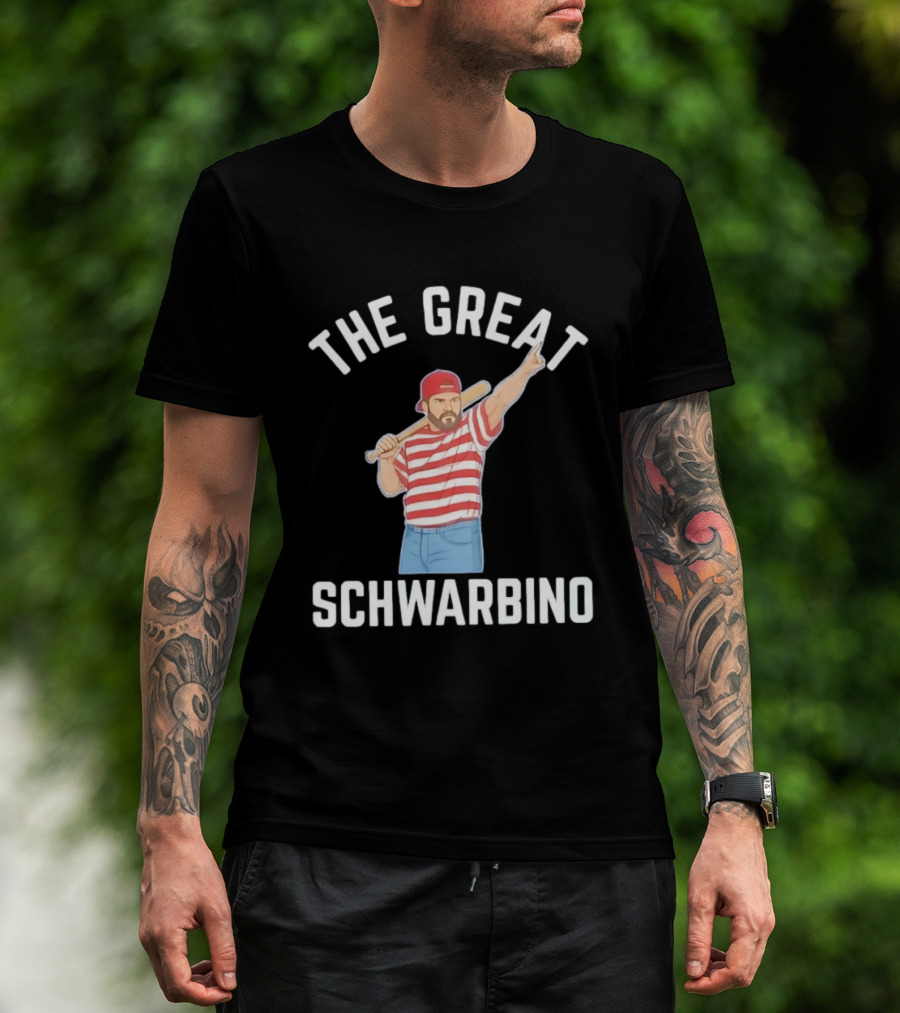 The Great Schwarbino Kyle Schwarber Philadelphia Phillies Striped Baseball T-Shirt