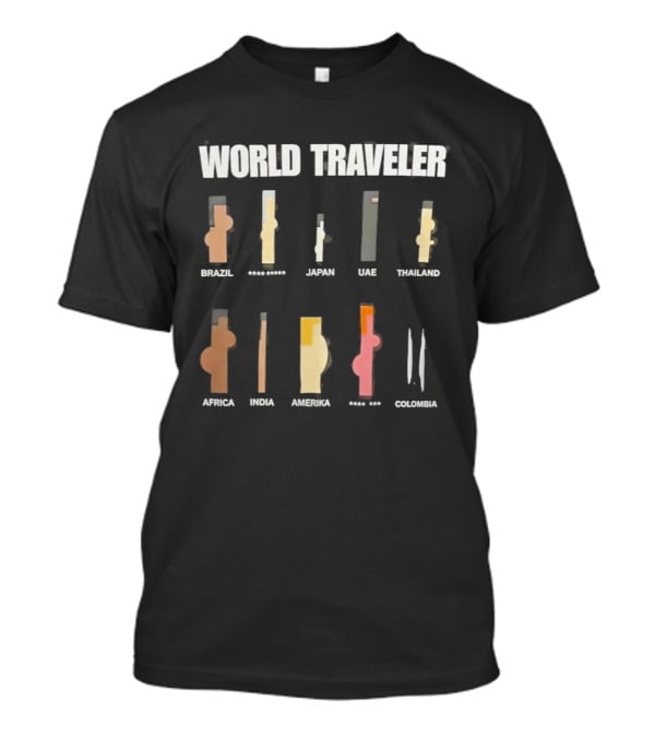 World Traveler Icons Brazil Japan UAE Thailand Africa India America Mexico Colombia T-Shirt