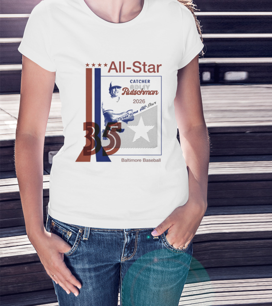 Adley Rutschman Three Time MLB All Star Catcher 2026 Baltimore Baseball 35 T-Shirt