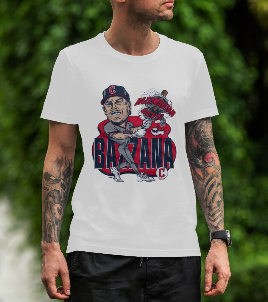 Bazzana Bazzmanian Devil Cleveland Guardians Caricature Baseball Player T-Shirt