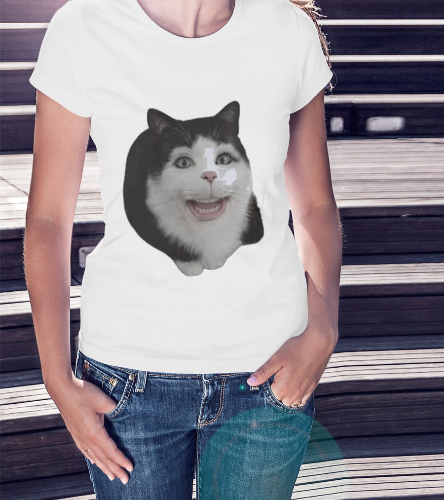 Grinning Cat With Human Teeth T-Shirt