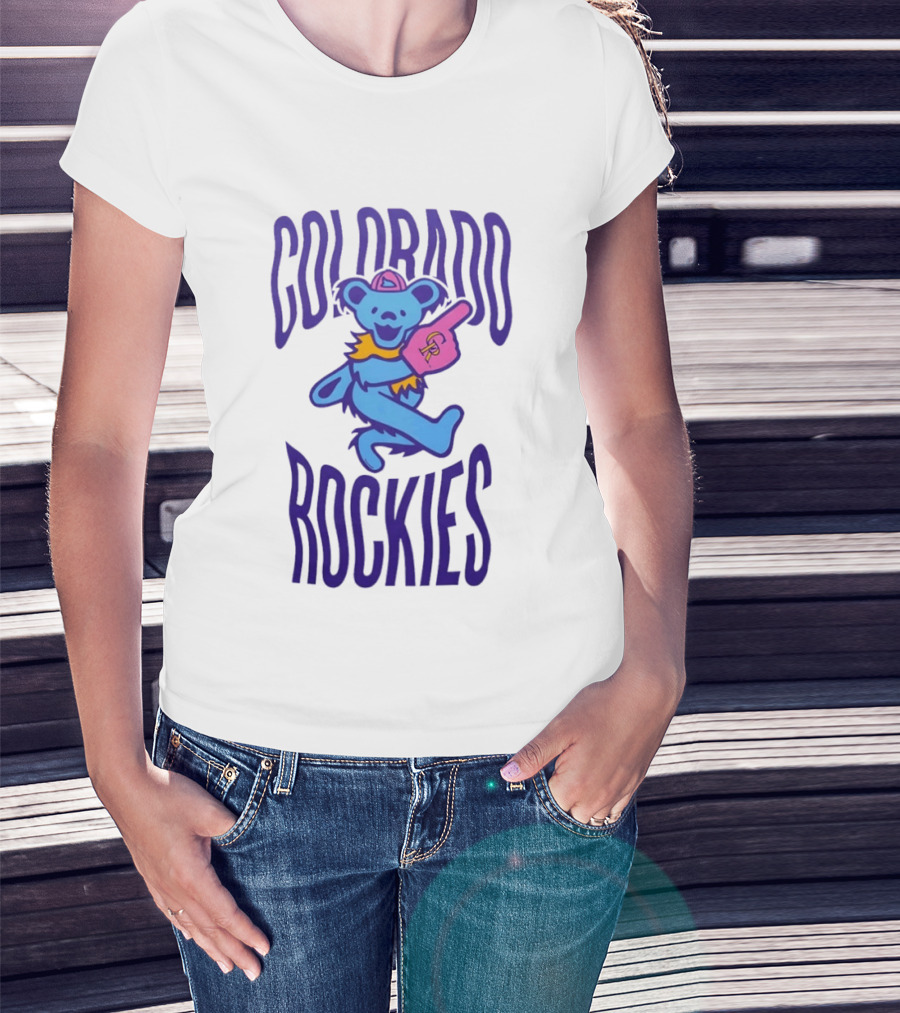 Colorado Rockies Grateful Dead Dancing Bear Sports Fan T-Shirt