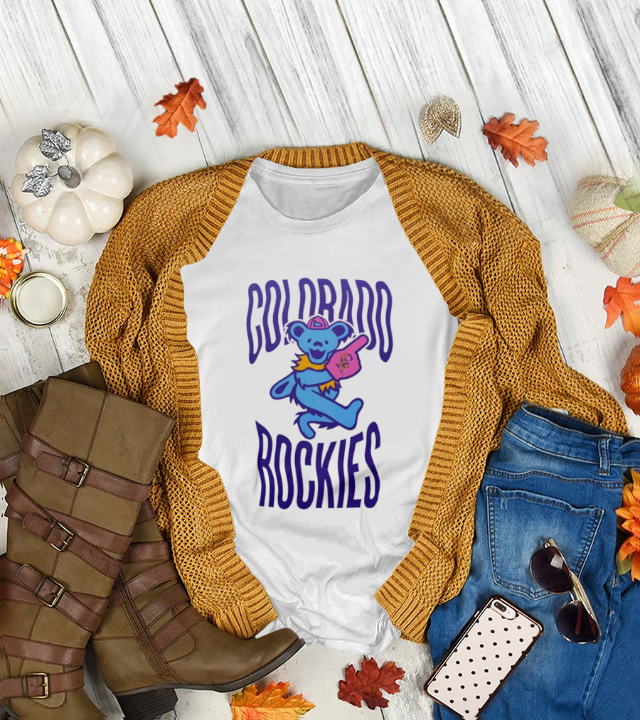 Colorado Rockies Grateful Dead Dancing Bear Sports Fan T-Shirt