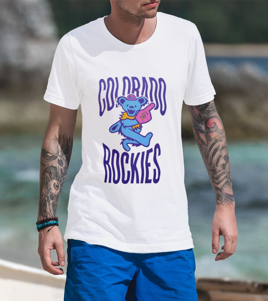 Colorado Rockies Grateful Dead Dancing Bear Sports Fan T-Shirt