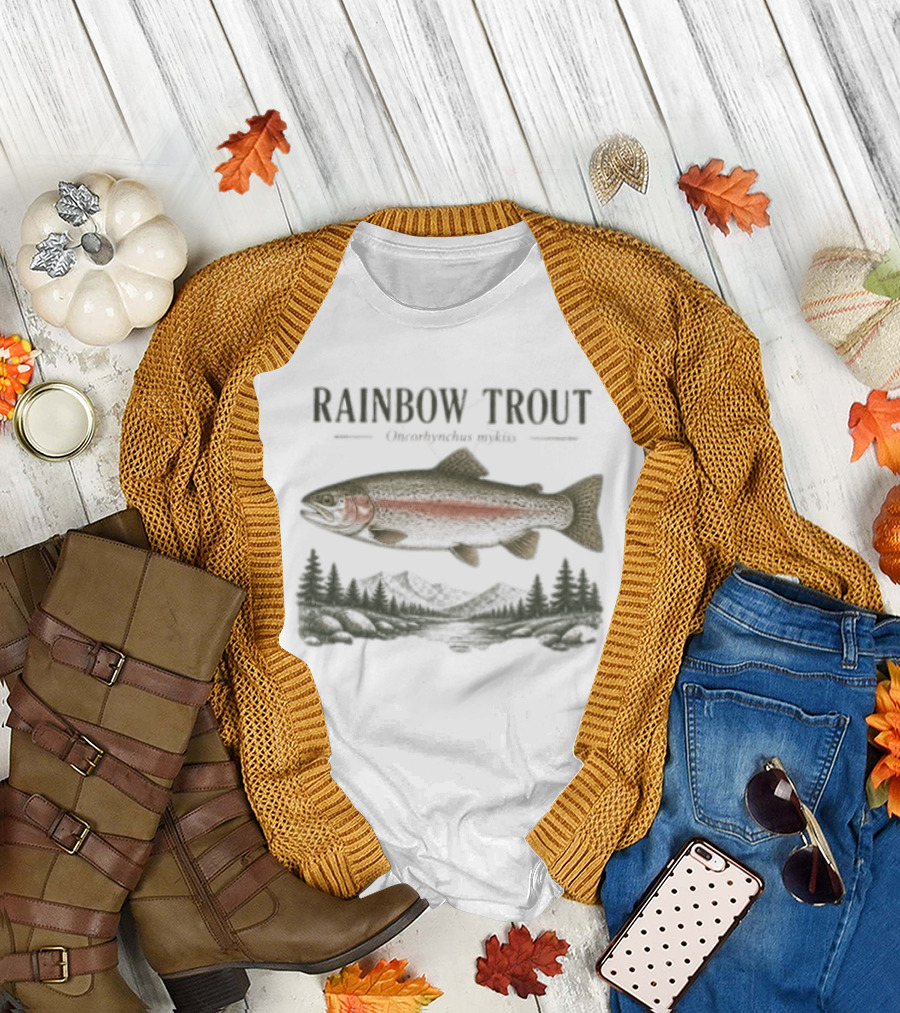Rainbow Trout Oncorhynchus Mykiss Nature Scenic Mountain Landscape T-Shirt