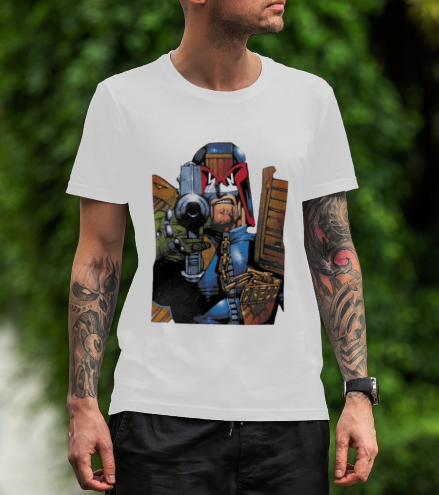 Judge Dredd 2000 AD Comic Book Character With Iconic Outfit T-Shirt