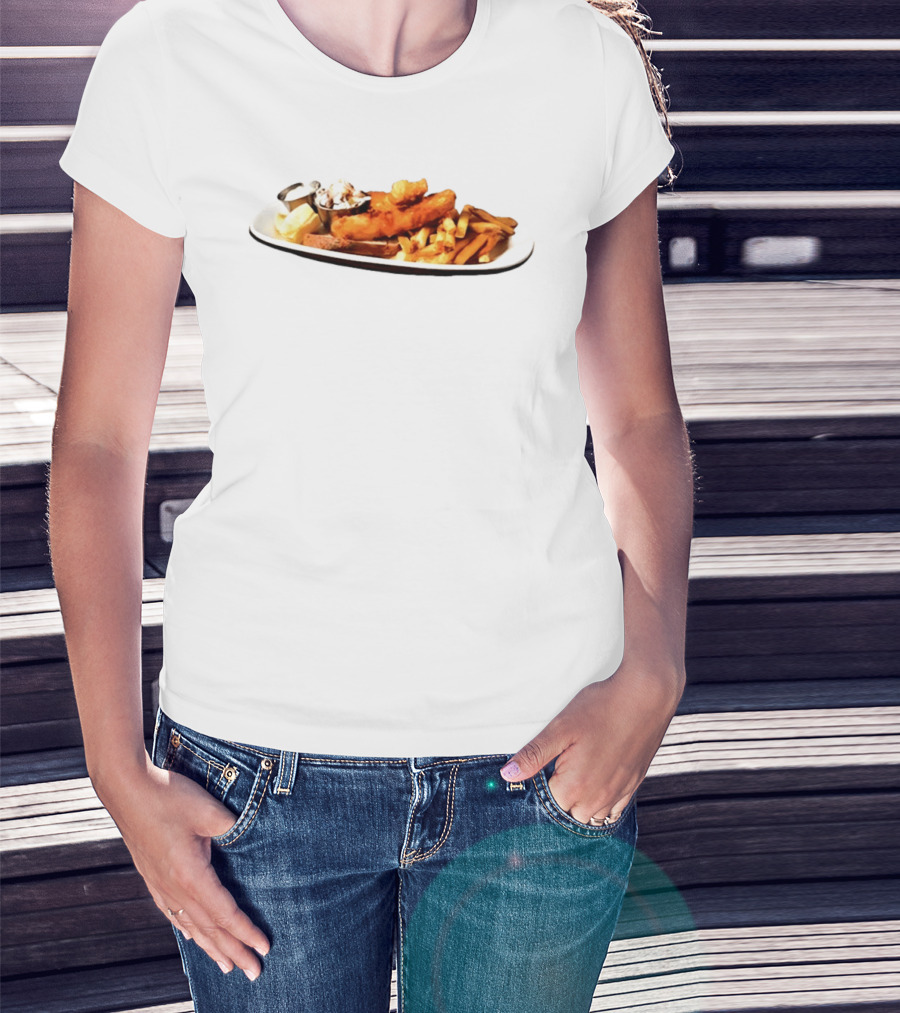 The Fish Fry Crispy Fish With Fries And Tartar Sauce On Plate T-Shirt