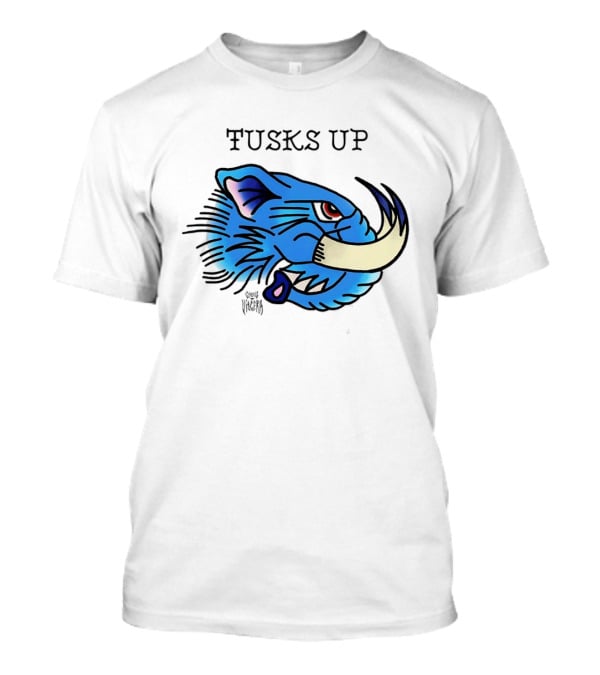 Tusks Up Blue Boar Head By Ghou Viscera T-Shirt