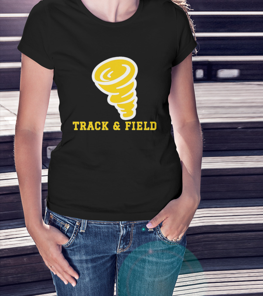 Tornado Track And Field Yellow Swirl Team Athletics T-Shirt
