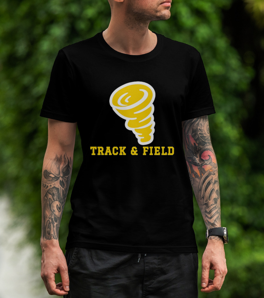 Tornado Track And Field Yellow Swirl Team Athletics T-Shirt