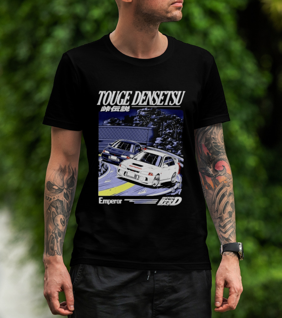 Touge Densetsu Emperor Initial D Mitsubishi Lancer Evolution Racing Scene T-Shirt