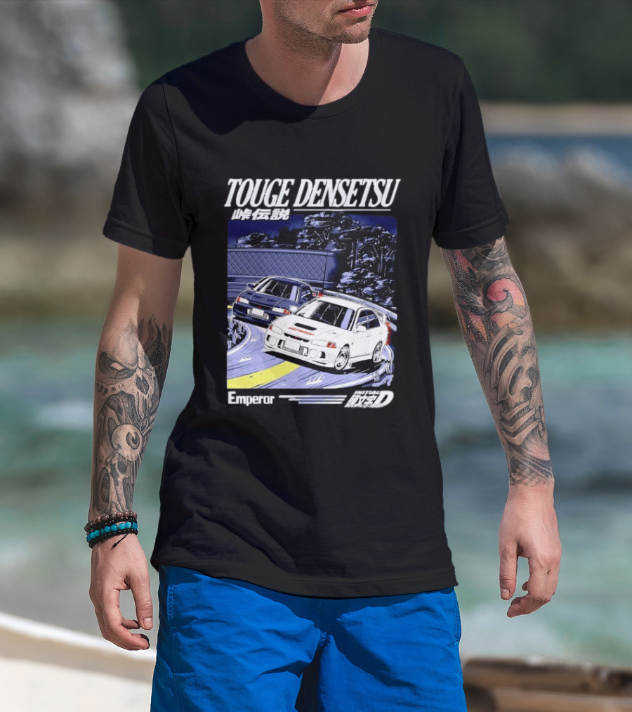 Touge Densetsu Emperor Initial D Mitsubishi Lancer Evolution Racing Scene T-Shirt