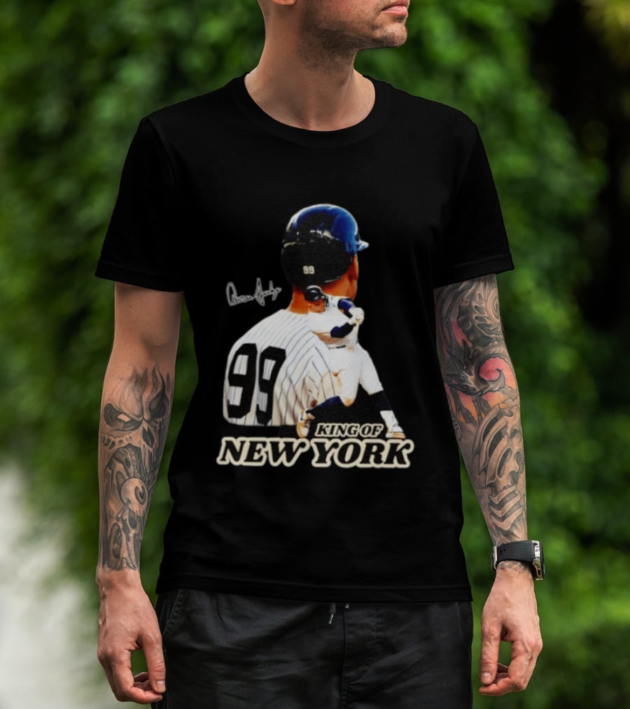 Aaron Judge 99 King Of New York Yankees Baseball Player Signed T-Shirt