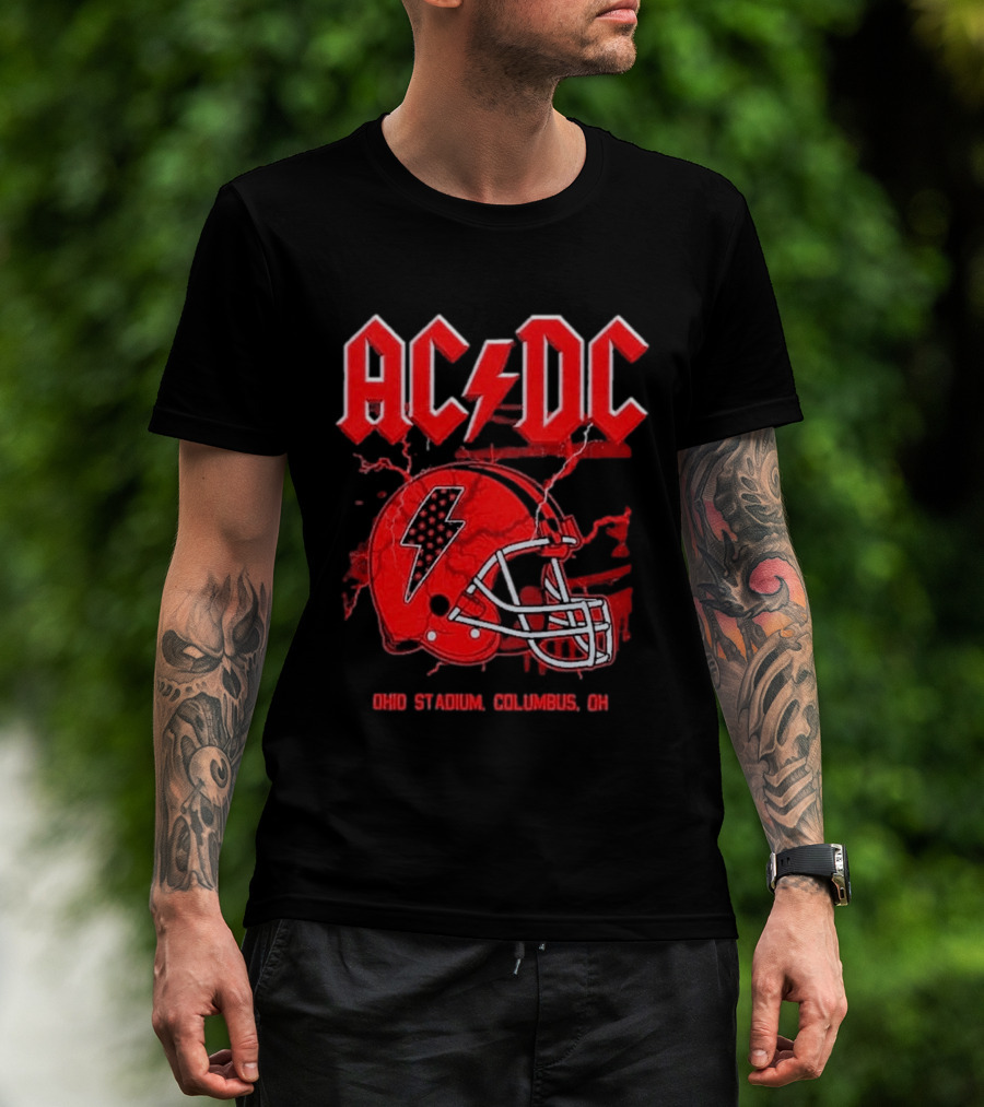 ACDC Pwr Up Tour 2026 Ohio Stadium Columbus Exclusive July 15 Lightning Bolt Helmet T-Shirt