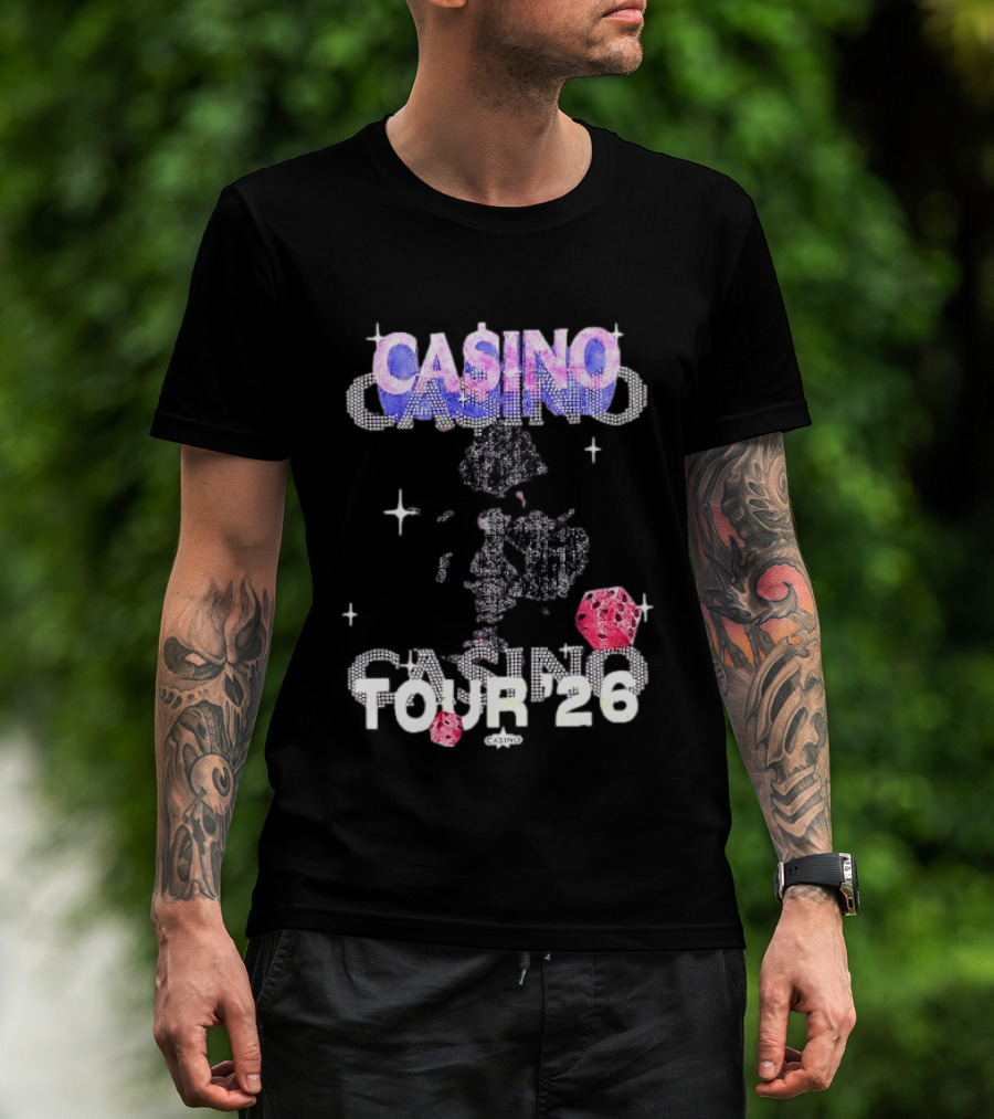 Casino Tour '26 Dice Gambling Las Vegas Sparkle Dice Stars T-Shirt