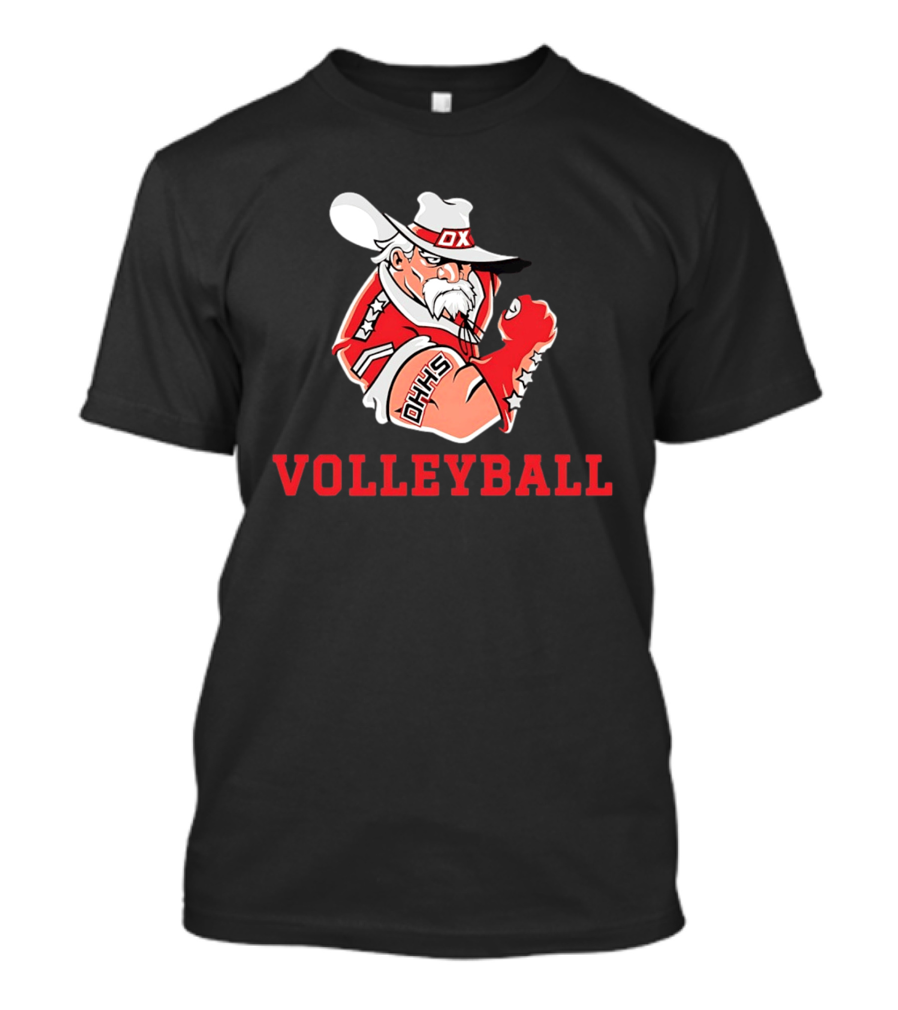 DHHS Volleyball Ox Mascot With Cowboy Hat And Gloves T-Shirt