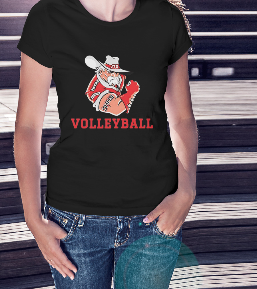 DHHS Volleyball Ox Mascot With Cowboy Hat And Gloves T-Shirt