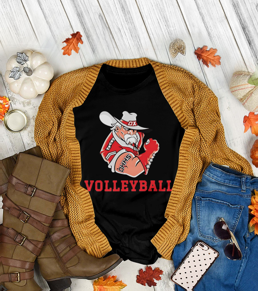 DHHS Volleyball Ox Mascot With Cowboy Hat And Gloves T-Shirt