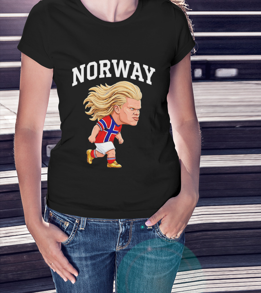 Erling Haaland Norway Football Player Caricature Nordic Soccer Star T-Shirt