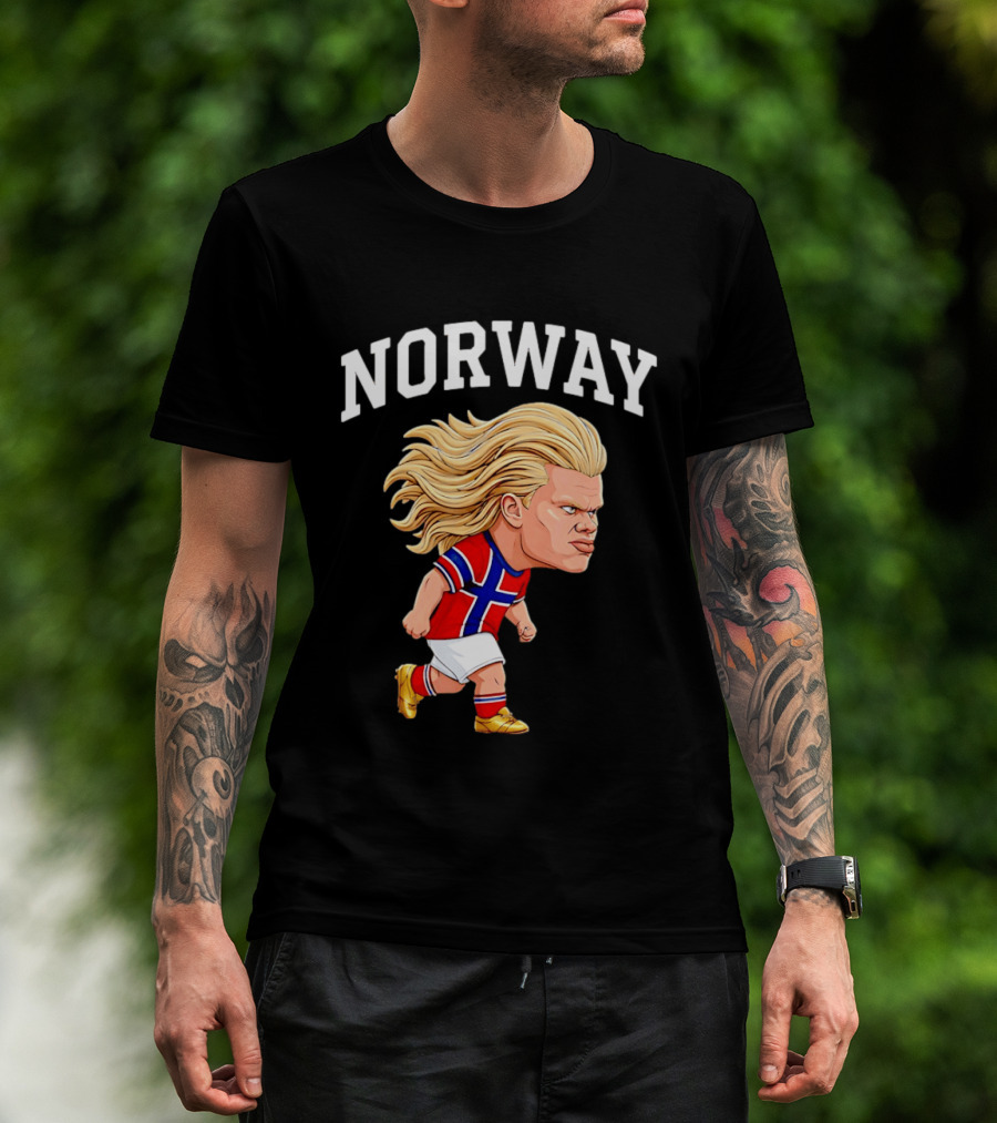 Erling Haaland Norway Football Player Caricature Nordic Soccer Star T-Shirt
