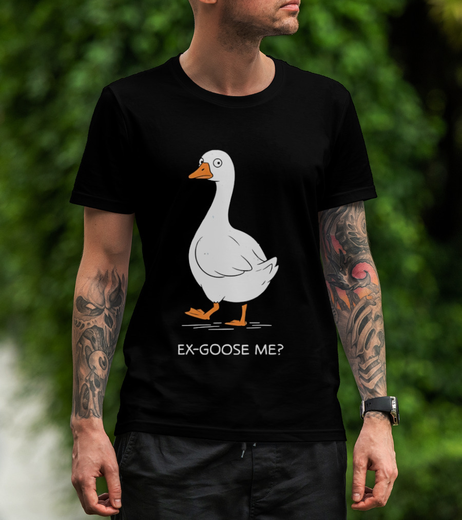 Ex Goose Me Goose Pun Cartoon Walking Goose T-Shirt