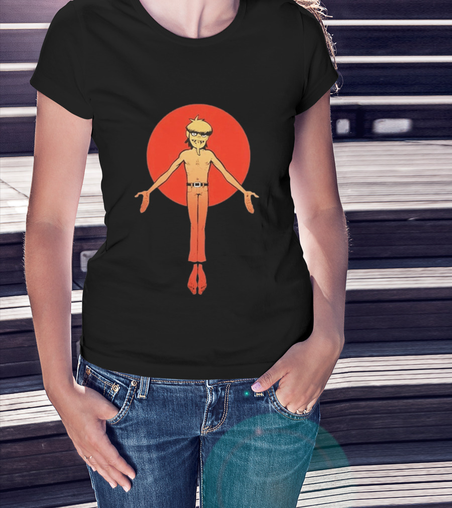 Gorillaz Murdoc Crucifix Pose Red Circle T-Shirt