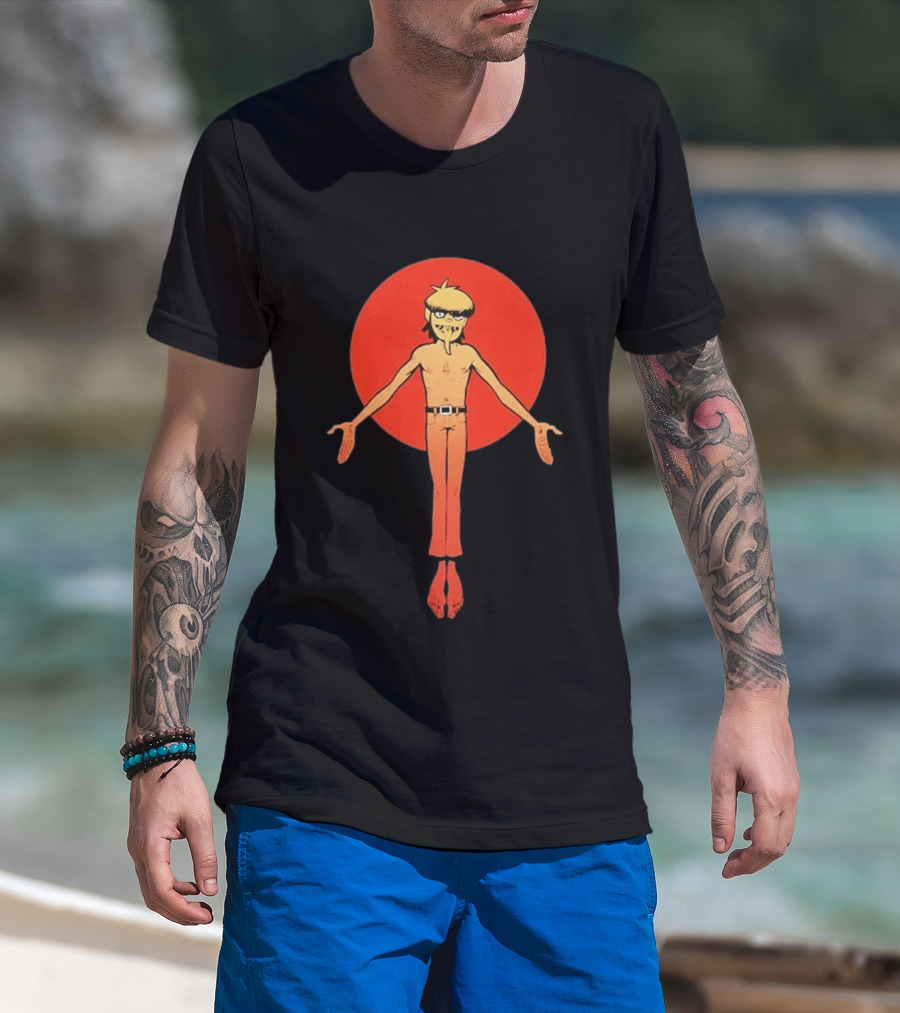 Gorillaz Murdoc Crucifix Pose Red Circle T-Shirt