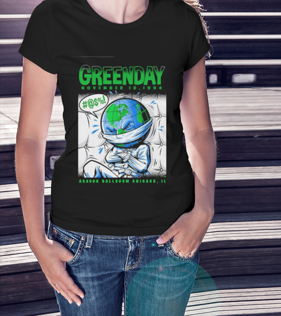 Greenday November 18 1994 Aragon Ballroom Chicago IL Earth T-Shirt