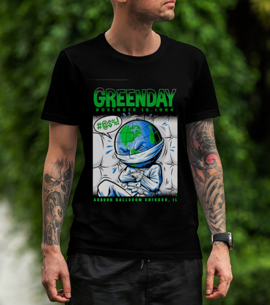 Greenday November 18 1994 Aragon Ballroom Chicago IL Earth T-Shirt