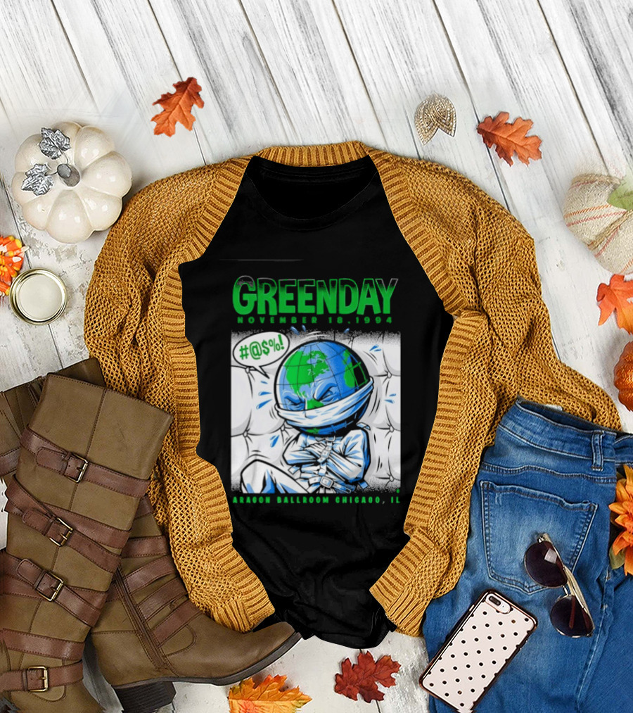 Greenday November 18 1994 Aragon Ballroom Chicago IL Earth T-Shirt