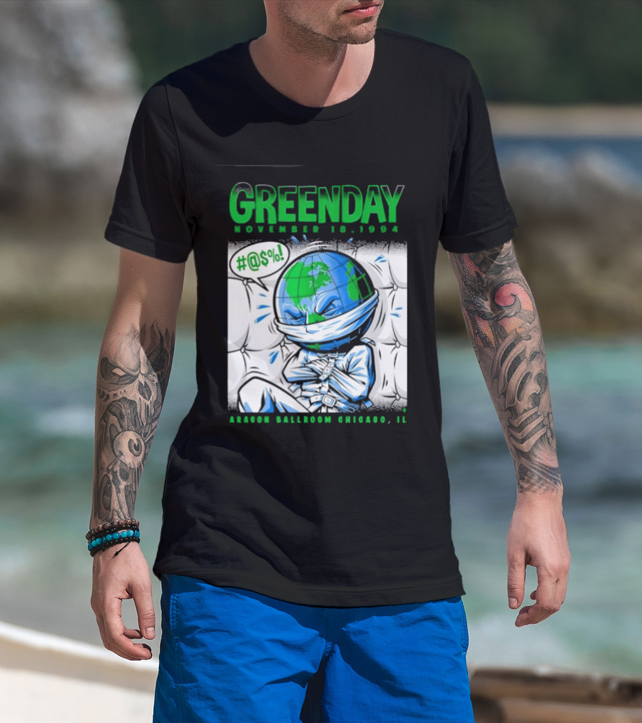 Greenday November 18 1994 Aragon Ballroom Chicago IL Earth T-Shirt