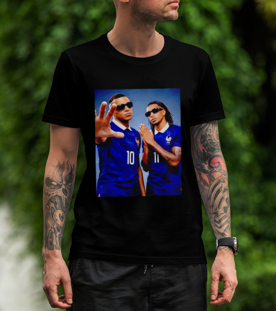 Kylian Mbappe Ousmane Dembele France National Football Team Jersey Blue T-Shirt