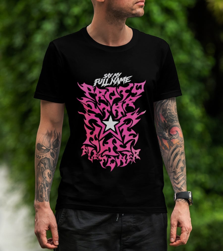 Pretty Peter Avalon Say My Full Name Star Pink Text AEW T-Shirt