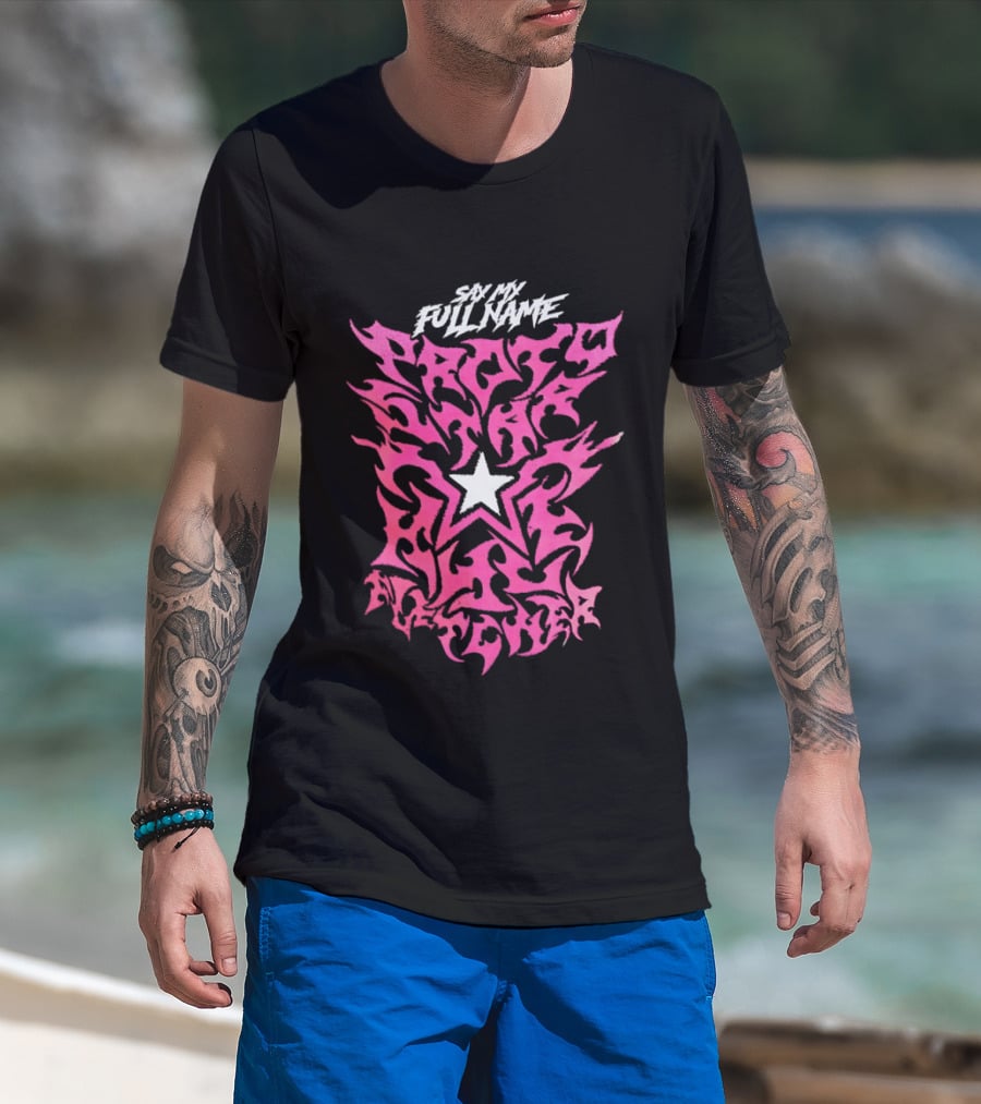 Pretty Peter Avalon Say My Full Name Star Pink Text AEW T-Shirt