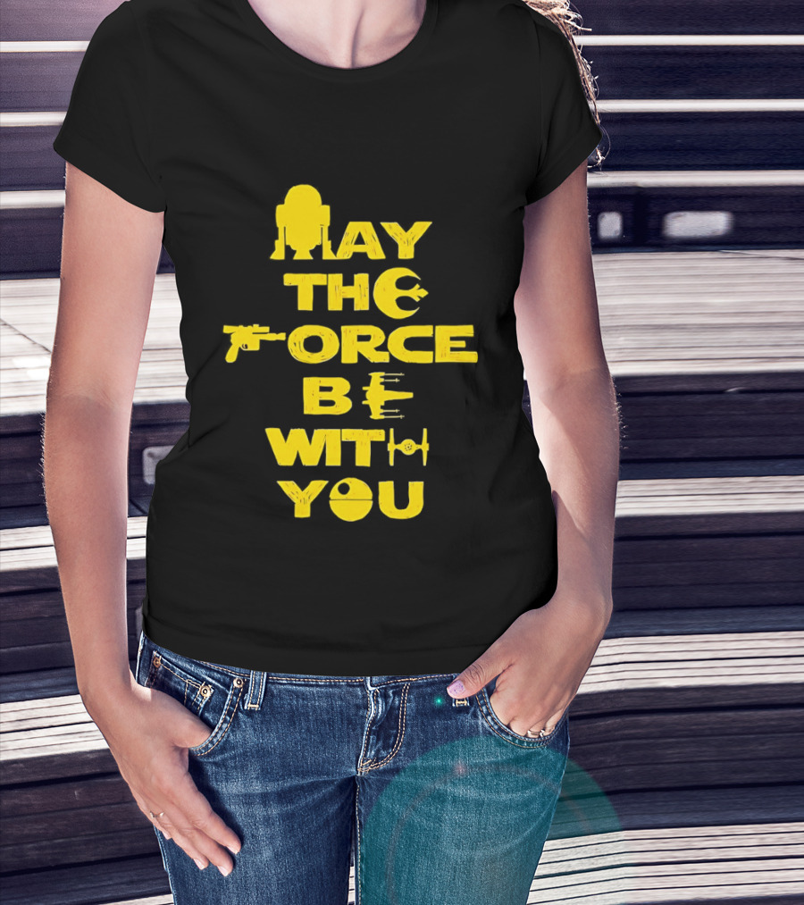 Star Wars May The Force Be With You Droid And Spaceship T-Shirt