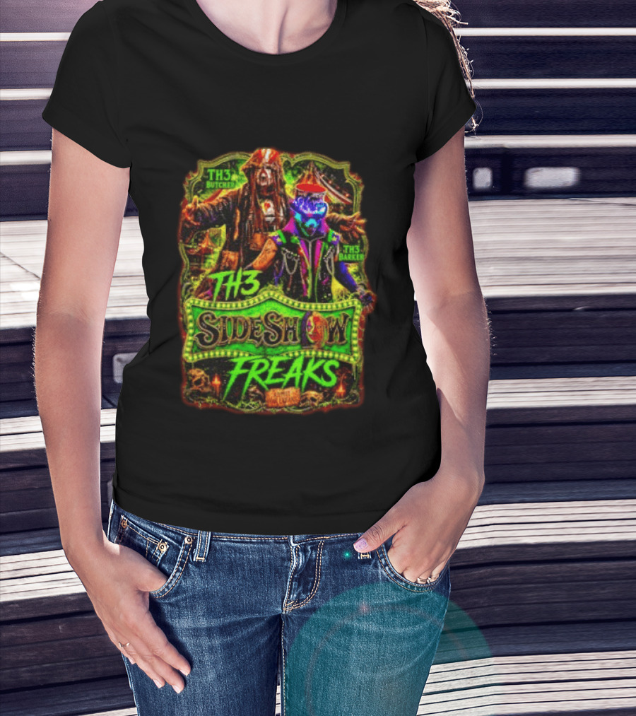 TH3 Sideshow Freaks Butcher Barker Admit The Freaks Carnival Horror T-Shirt