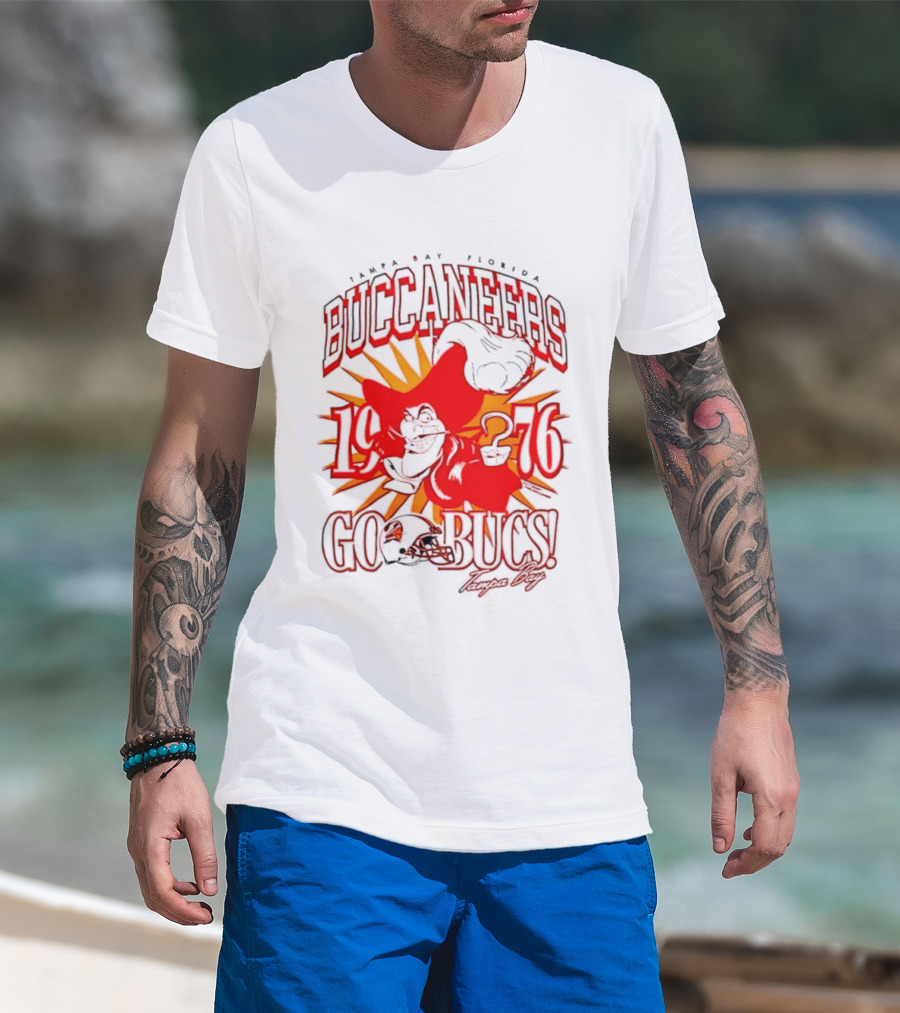 Tampa Bay Florida Buccaneers 1976 Go Bucs Captain Hook T-Shirt